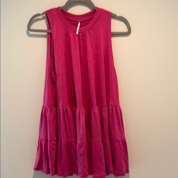 New Free People pink tiered ruffled tunic s - Picture 1 of 3
